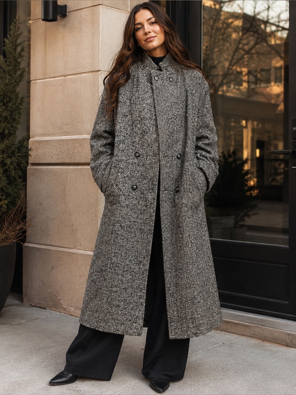 Vintage Forecaster of Boston Herringbone Wool Coat 13/14 Made in USA